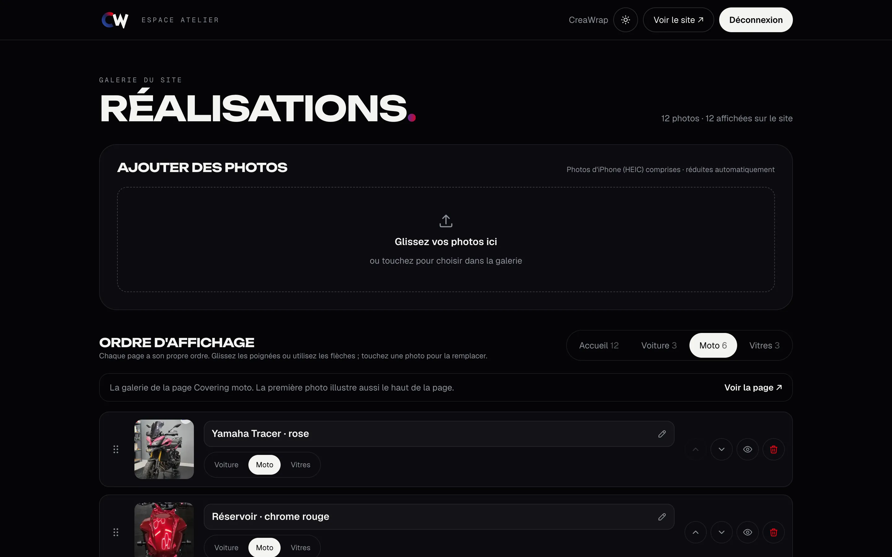 CreaWrap — Espace atelier