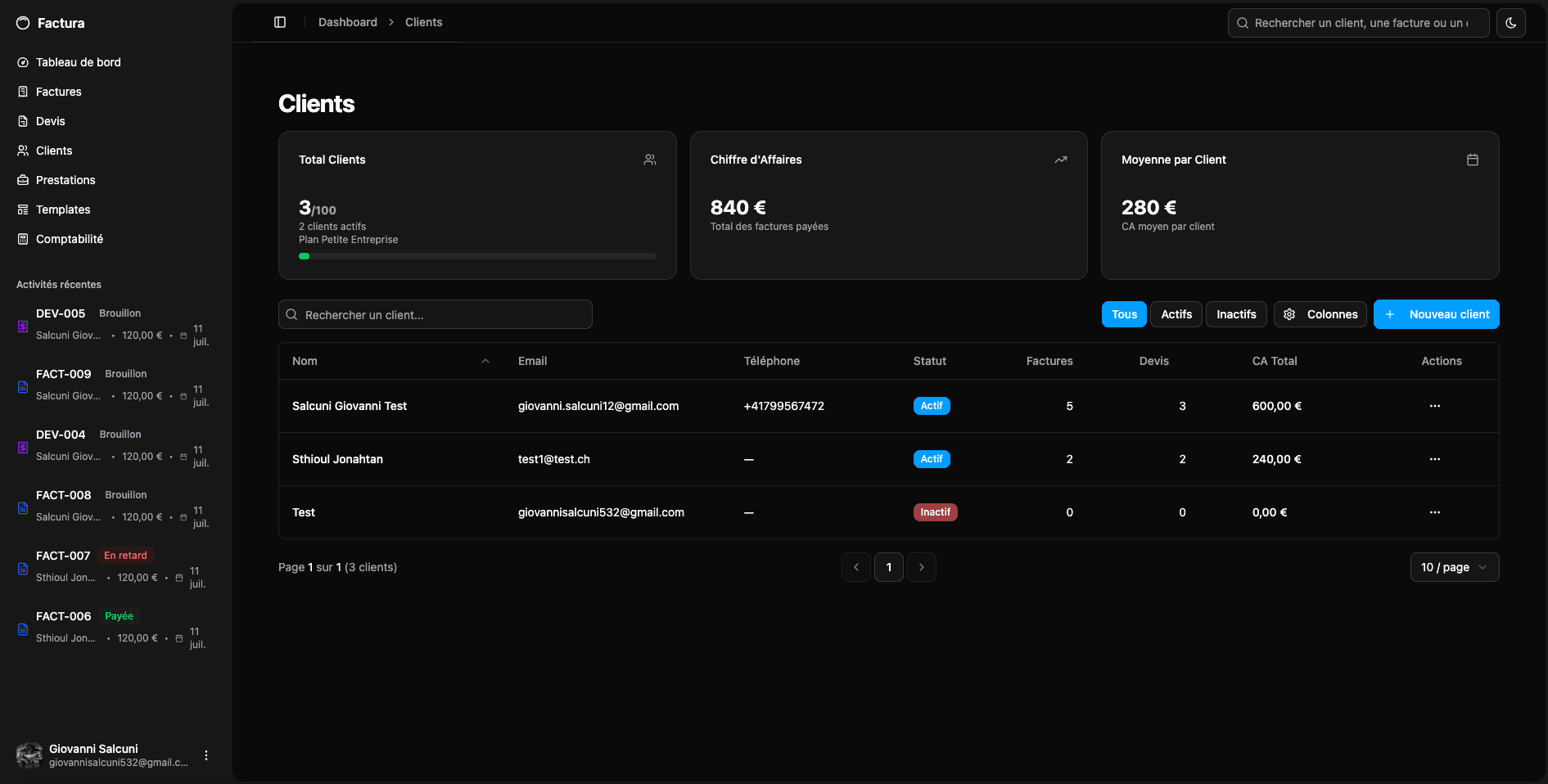Application de facturation — screenshot 4