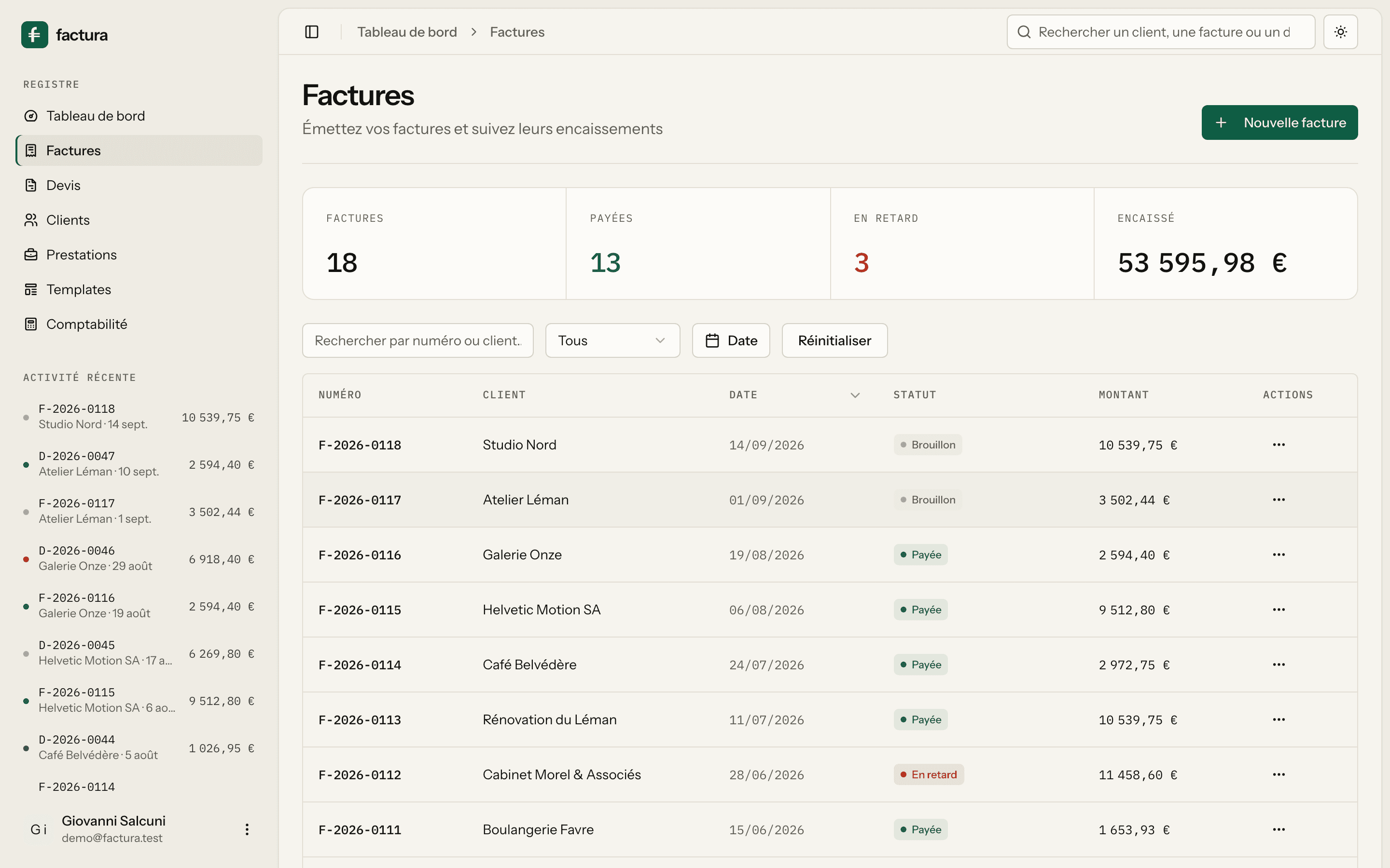 Factura — Liste des factures