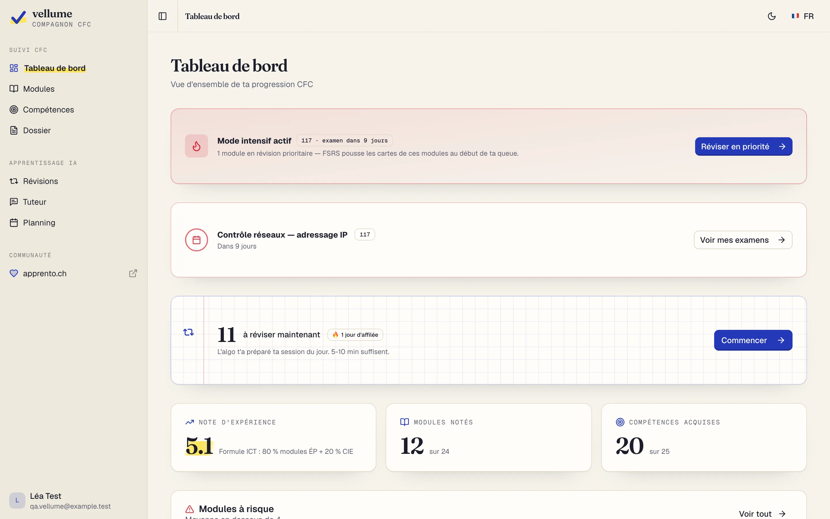 Vellume — Tableau de bord