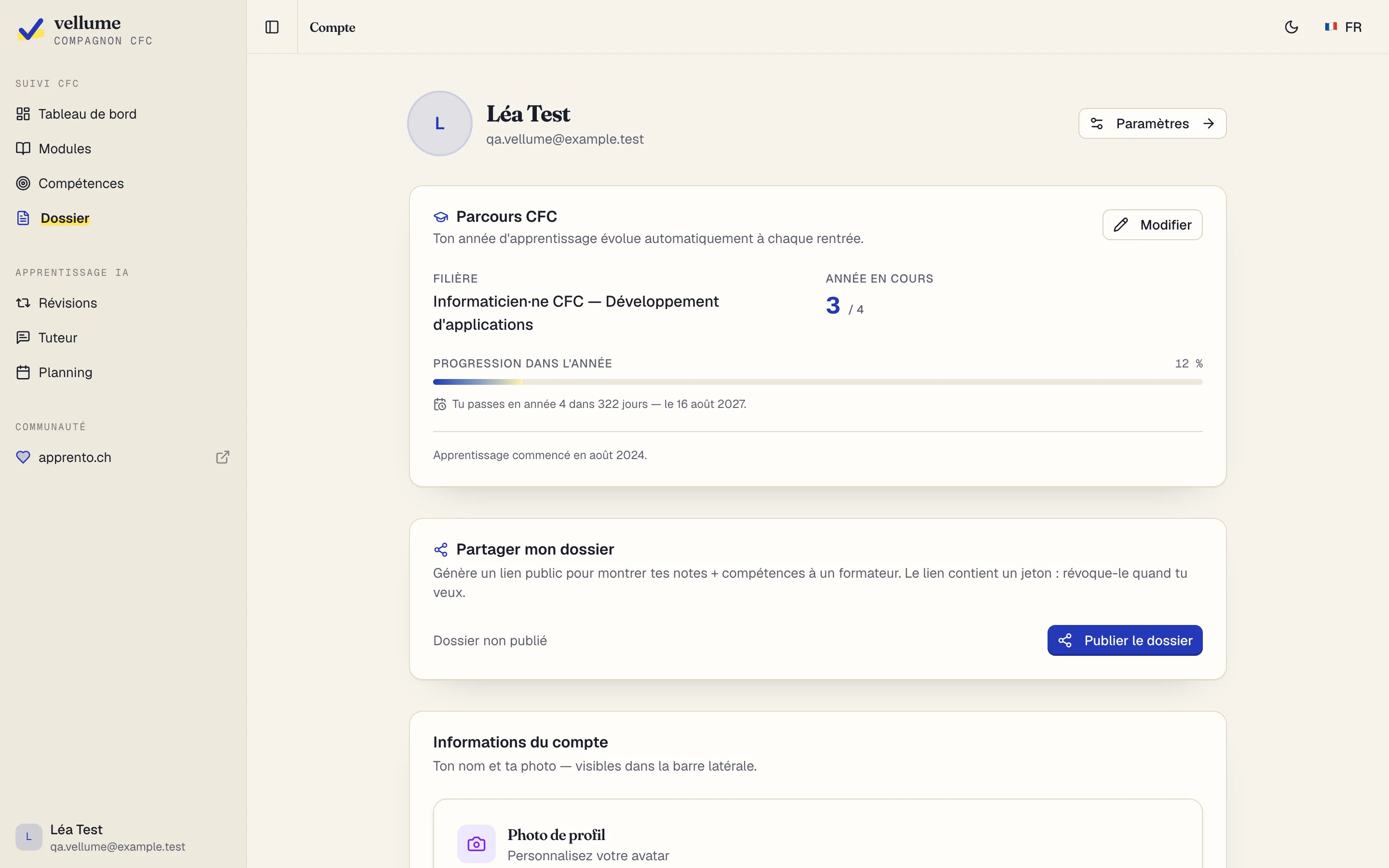 Vellume — Profil apprenti